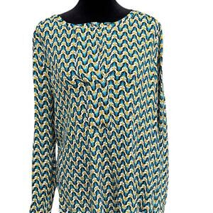 Hinge long sleeve blouse, printed, women's size M
